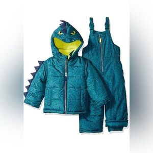 Carter's Teal Snowsuit with Dinosaur Design